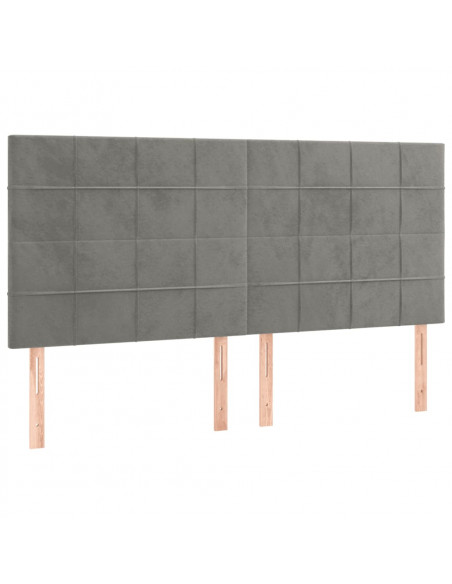 Giroletto con Testiera Grigio Chiaro 160x200 cm in Velluto