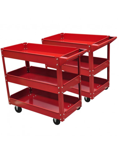 Carrelli da Officina Portautensili con 3 Ripiani 2 pz