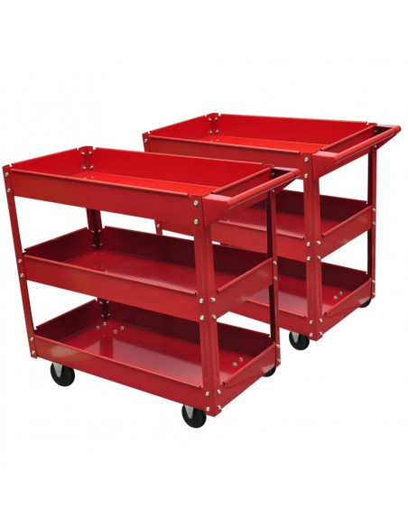 Carrelli da Officina Portautensili con 3 Ripiani 2 pz