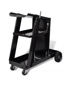 Carrello di Saldatura Nero con 3 Ripiani per Officine 2