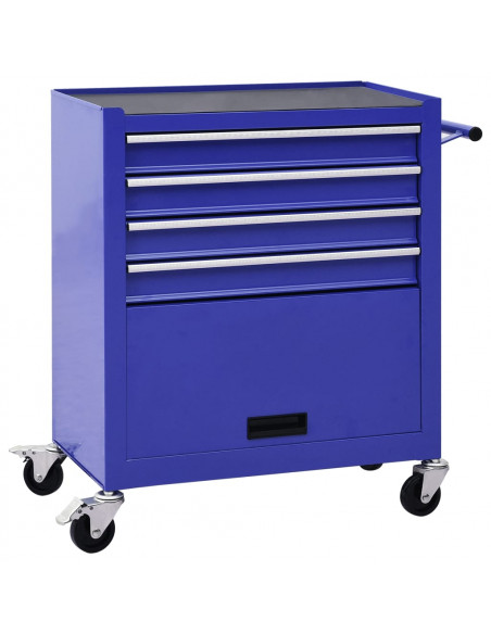 Carrello Portautensili con 4 Cassetti in Acciaio Blu