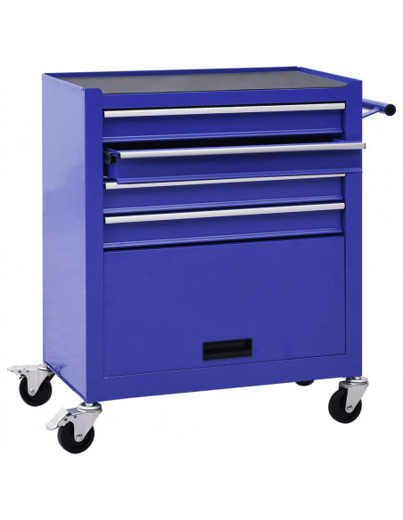 Carrello Portautensili con 4 Cassetti in Acciaio Blu