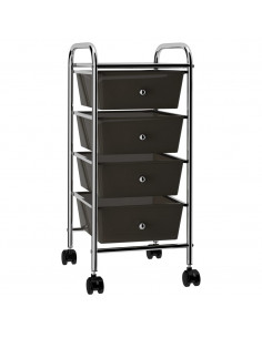 Carrello Portaoggetti Mobile con 4 Cassetti Nero in Plastica 2