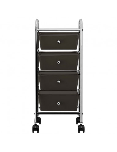Carrello Portaoggetti Mobile con 4 Cassetti Nero in Plastica