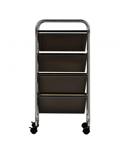 Carrello Portaoggetti Mobile con 4 Cassetti Nero in Plastica