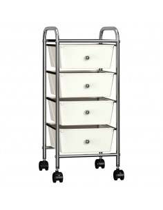 Carrello Portaoggetti Mobile con 4 Cassetti Bianco in Plastica 2