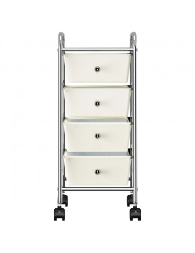 Carrello Portaoggetti Mobile con 4 Cassetti Bianco in Plastica