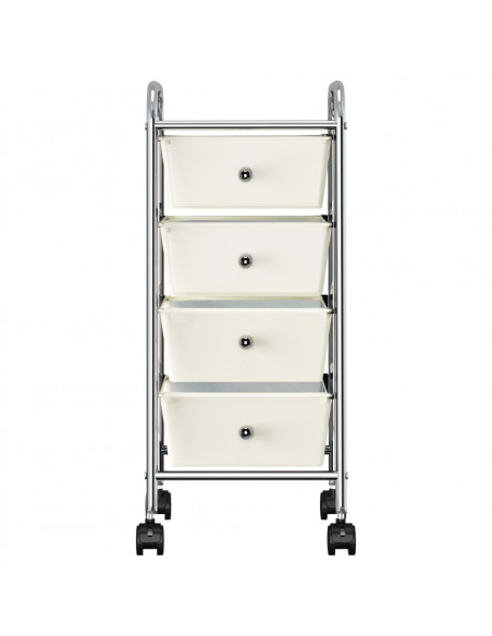 Carrello Portaoggetti Mobile con 4 Cassetti Bianco in Plastica