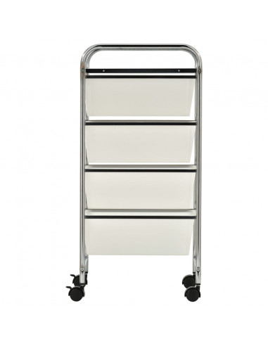 Carrello Portaoggetti Mobile con 4 Cassetti Bianco in Plastica