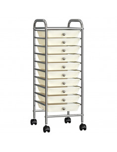 Carrello Portaoggetti Mobile con 10 Cassetti Bianco in Plastica 2