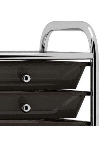 Carrello Portaoggetti Mobile con 10 Cassetti Nero in Plastica