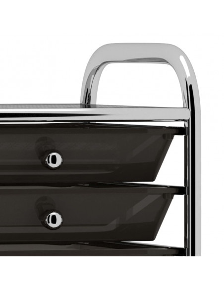 Carrello Portaoggetti Mobile con 10 Cassetti Nero in Plastica