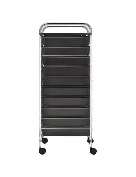 Carrello Portaoggetti XXL con 15 Cassetti Nero in Plastica