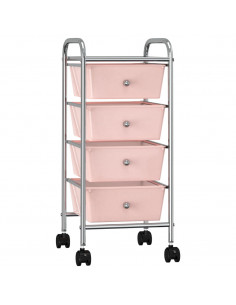 Carrello Portaoggetti Mobile con 4 Cassetti Rosa in Plastica 2