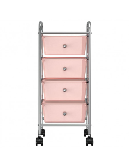 Carrello Portaoggetti Mobile con 4 Cassetti Rosa in Plastica