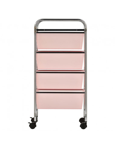 Carrello Portaoggetti Mobile con 4 Cassetti Rosa in Plastica