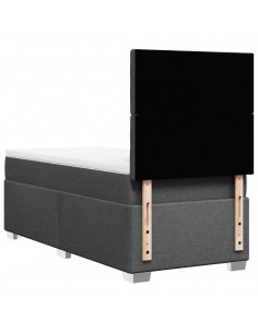 Giroletto a Molle con Materasso Grigio Scuro 100x200 cm Tessuto