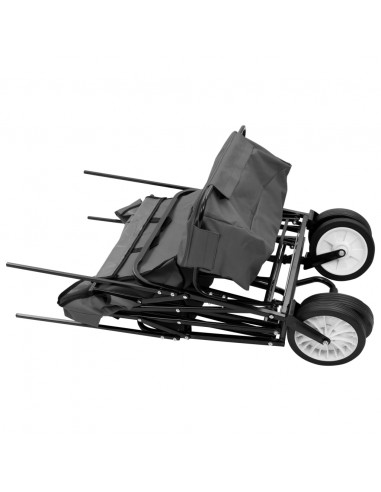 Carrello Pieghevole a Mano con Tettuccio in Acciaio Grigio