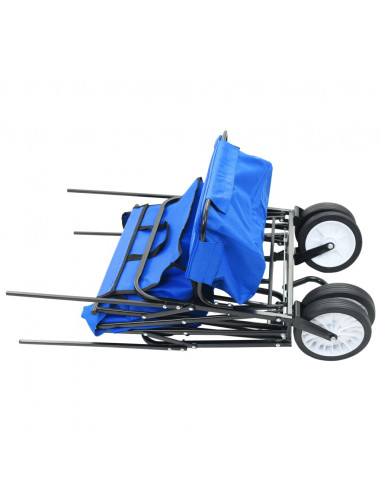 Carrello Pieghevole a Mano con Tettuccio in Acciaio Blu