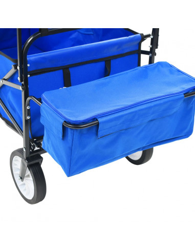 Carrello Pieghevole a Mano con Tettuccio in Acciaio Blu
