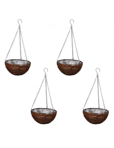 Cestino pendente tondo in salice 4 pezzi con fodera e catena