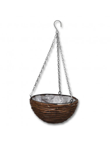 Cestino pendente tondo in salice 4 pezzi con fodera e catena