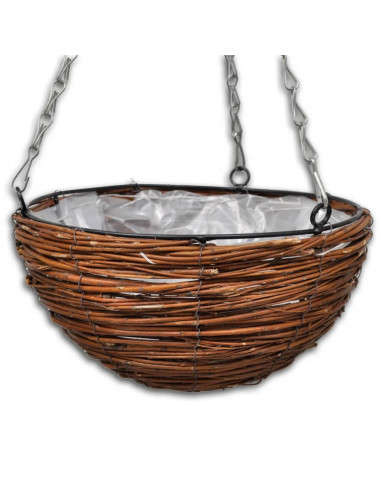 Cestino pendente tondo in salice 4 pezzi con fodera e catena