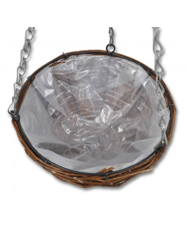 Cestino pendente tondo in salice 4 pezzi con fodera e catena