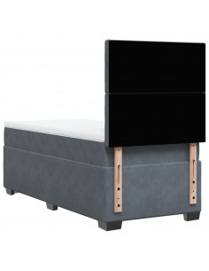 Giroletto a Molle con Materasso Grigio Scuro 100x200 cm Velluto