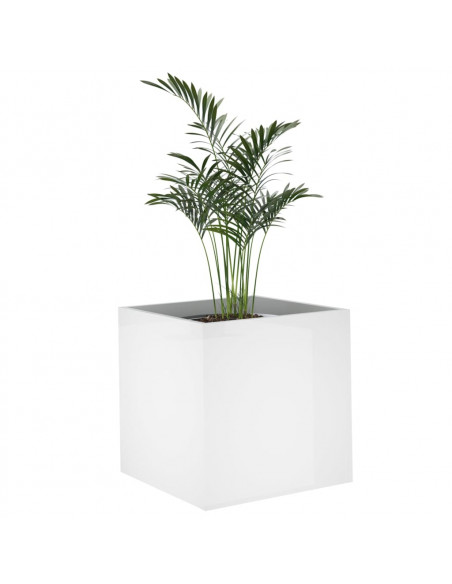 Fioriera Bianco Lucido 40x40x40 cm in Legno Multistrato