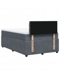 Giroletto a Molle con Materasso Grigio Scuro 120x190 cm Velluto