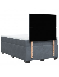 Giroletto a Molle con Materasso Grigio Scuro 120x190 cm Velluto