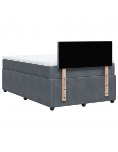 Giroletto a Molle con Materasso Grigio Scuro 120x190 cm Velluto