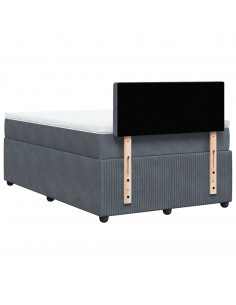 Giroletto a Molle con Materasso Grigio Scuro 120x190 cm Velluto