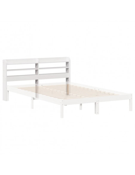 Testiera con Ripiani Bianca 120 cm in Legno Massello di Pino