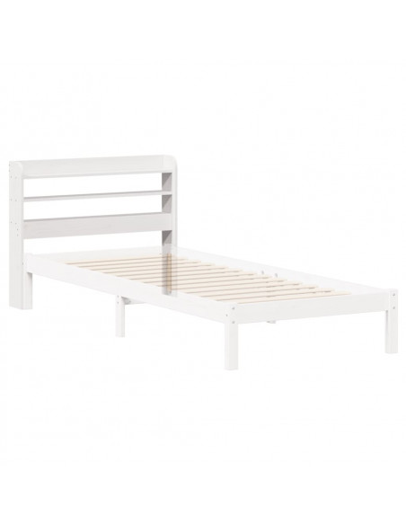 Testiera con Ripiani Bianca 100 cm in Legno Massello di Pino