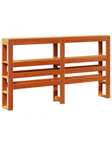Testiera con Ripiani Marrone Cera 140 cm Legno Massello di Pino