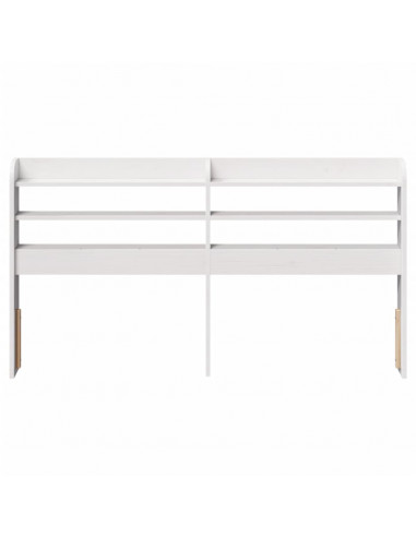 Testiera con Ripiani Bianca 120 cm in Legno Massello di Pino