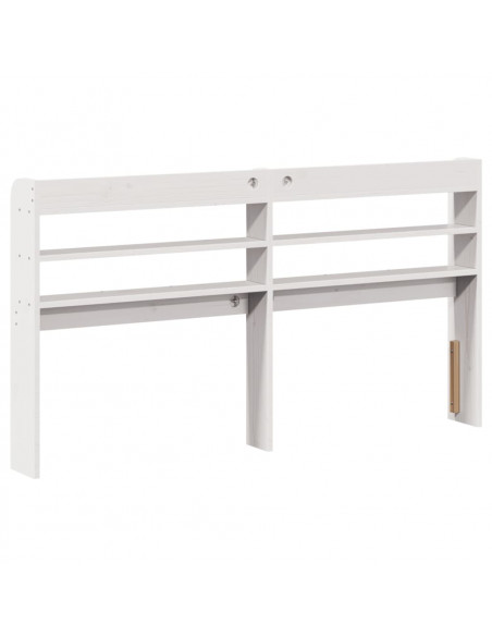 Testiera con Ripiani Bianca 120 cm in Legno Massello di Pino