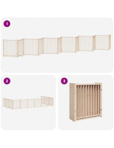 Cancello per Cani Porta Pieghevole 12 Pannelli 960 cm in Pioppo