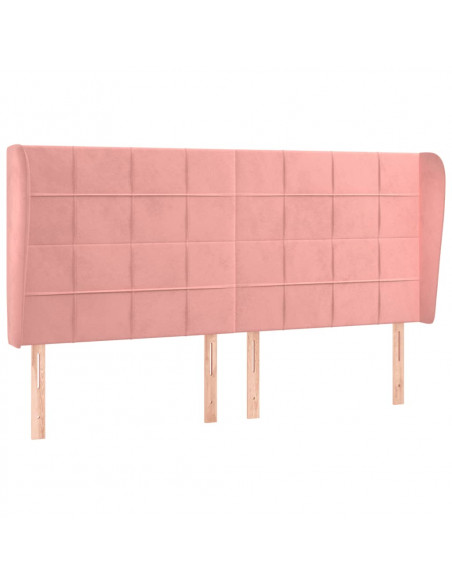 Testiera ad Orecchio Rosa 163x23x118/128 cm in Velluto