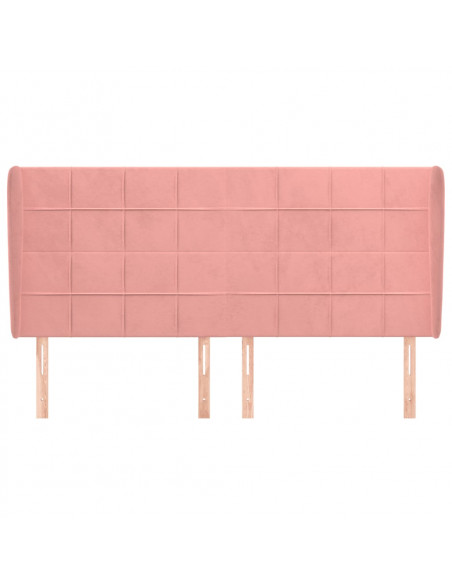 Testiera ad Orecchio Rosa 163x23x118/128 cm in Velluto