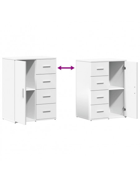 Credenze 2 pz Bianche 59x39x80 cm in Legno Multistrato