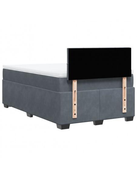 Giroletto a Molle con Materasso Grigio Scuro 120x200 cm Velluto