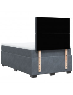 Giroletto a Molle con Materasso Grigio Scuro 120x200 cm Velluto