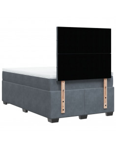 Giroletto a Molle con Materasso Grigio Scuro 120x200 cm Velluto