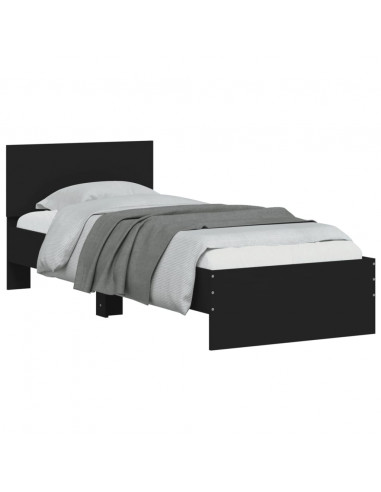 Giroletto con Testiera Nero 90x190 cm in Legno Multistrato