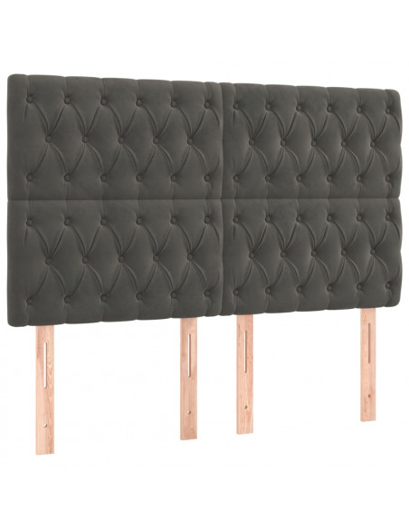 Giroletto a Molle con Materasso Grigio Scuro 140x190 cm Velluto