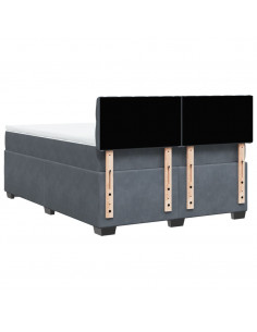 Giroletto a Molle con Materasso Grigio Scuro 140x190 cm Velluto