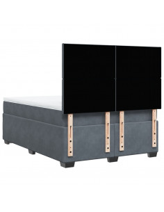 Giroletto a Molle con Materasso Grigio Scuro 140x190 cm Velluto